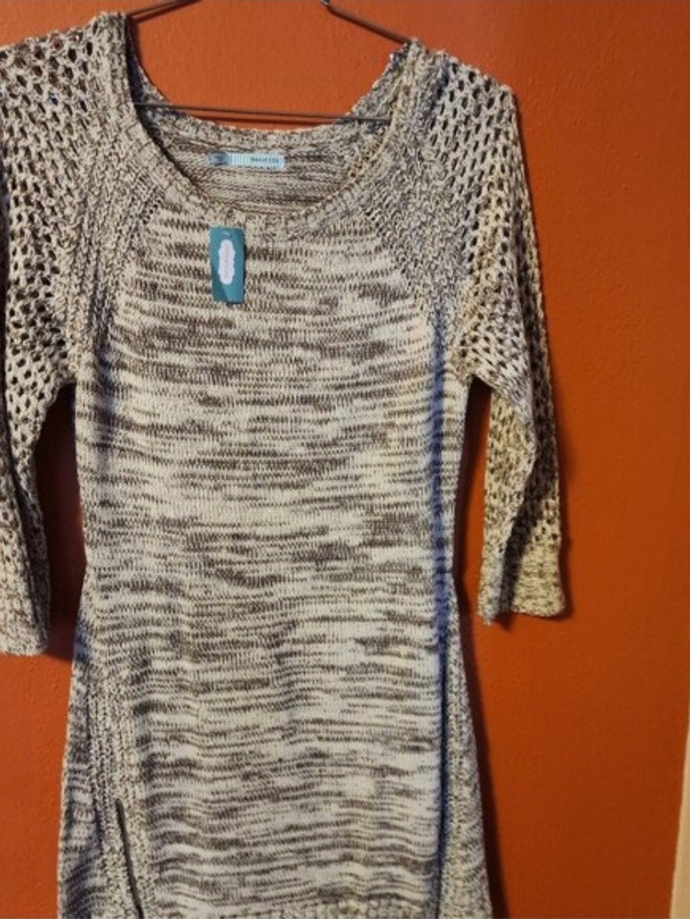 Maurices Marled Beige and Gray Knit Sweater